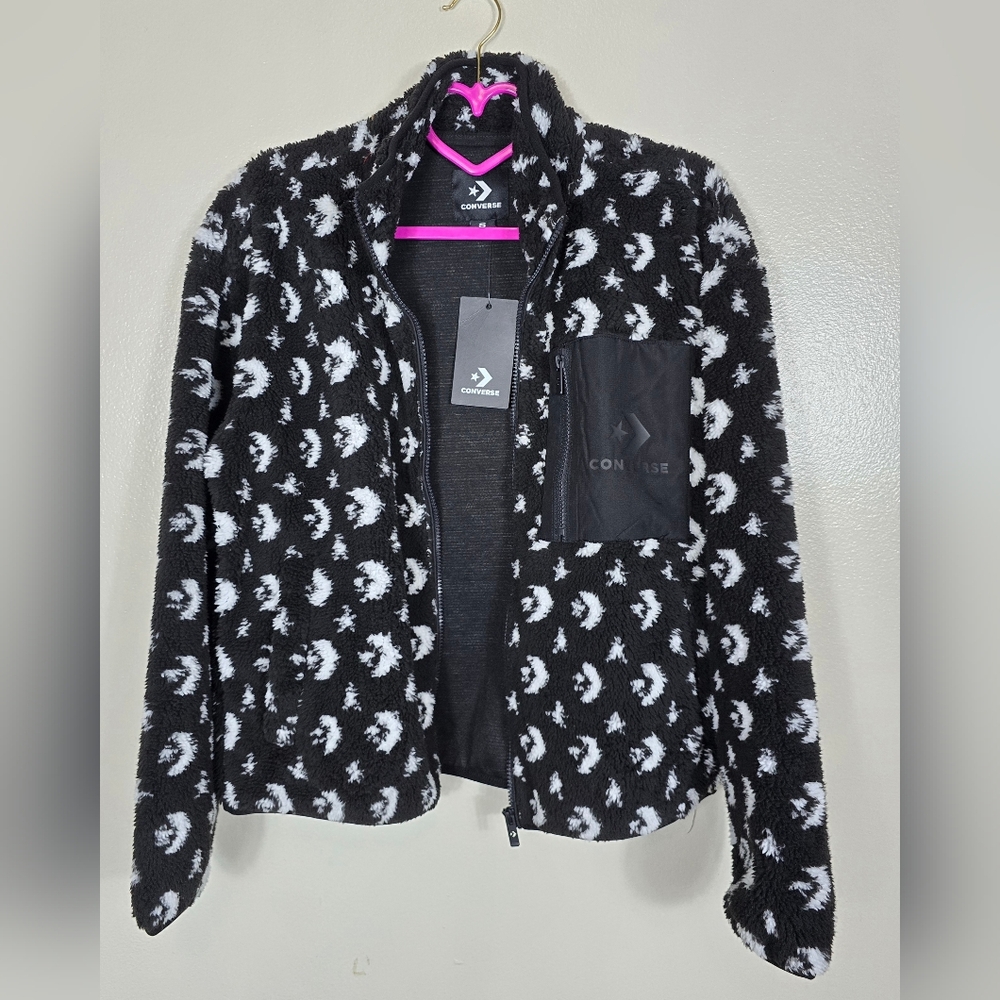 Converse Fleece Jacket in Black and White